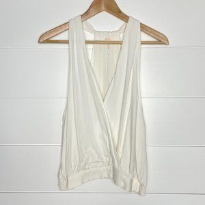 Free People White Surplice Tank Blouse M